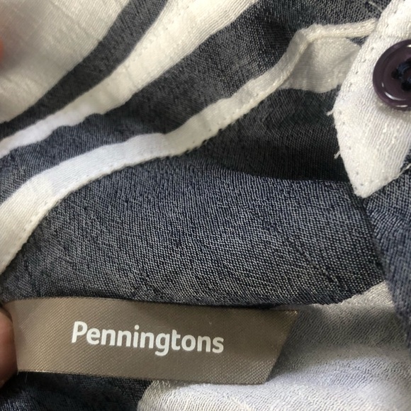 Penningtons White and blue Notched Collar Sleeveless blouse 1x - button up - Picture 5 of 7